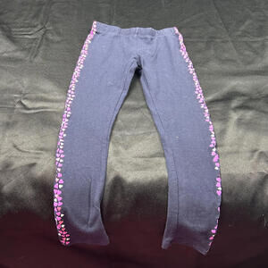 OshKosh B’gosh Girls Navy Leggings‎ Purple & White Heart Side Detail Size 6Y